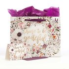 Gift Bag With Card: Grateful, Purple Floral Stationery