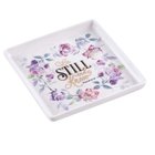 Ceramic Trinket Tray: Be Still & Know, Purple Floral (Ps 46:10) (Be Still And Know Collection) Homeware