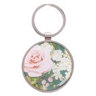 Keyring in Tin: Joy Teal Floral Silver (John 15:11) (That Joy May Be In You Collection) Jewellery