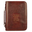 Bible Cover Medium: Path of Life Brown (Ps 16:11) Imitation Leather
