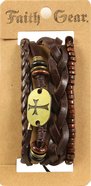 Men's Faith Gear Leather Bracelet: Gold Cross, Leather + Original Castings (Multiple Colors) Jewellery