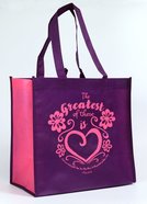 Tote Bag: Greatest of These is Love , Dark Purple/Pink (Heart) Soft Goods