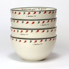 Ceramic Cereal Bowl : Grace and Peace Be Yours, White/Red/Black (Set of 4) (Scribbles Kitchen Collection) Homeware