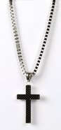 Just For Him Necklace: Black Cross Pendant, 61 Cm in Length, Ion Plated Stainless Steel Jewellery
