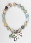 Story Bracelet: Stretchable, Semi-Precious Stones With Cross Bead, 20Cm Jewellery