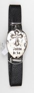 Leather Bracelet: Cross John 3:16, 20Cm, Snap Closure Jewellery