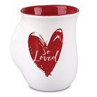 Ceramic Handwarmer Mug: So Loved, White/Red Heart (1 Peter 1:22) (532 Ml) Homeware