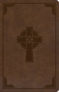 KJV Large Print Personal Size Reference Bible Brown Celtic Cross (Red Letter Edition) Imitation Leather