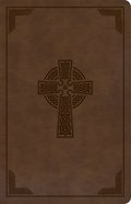 KJV Large Print Personal Size Reference Bible Brown Celtic Cross Indexed (Red Letter Edition) Imitation Leather