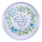Melamine Round Tray With Handles White With Blue Bird and Flowers (Proverbs 27: 9) (Sweet Friendship Collection) Homeware