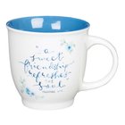 Ceramic Mug White With Blue Inside, Blue Flowers (Proverbs 27: 9) (Sweet Friendship Collection) Homeware
