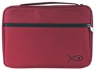 Bible Cover Deluxe With Fish Symbol: Burgundy Large Bible Cover