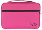 Bible Cover Deluxe With Fish Symbol: Fuchsia Large Bible Cover