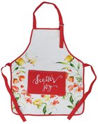 Apron- Scatter Joy, White With Pink Embroidered Pocket and Trim, Floral (Scatter Joy Collection) Soft Goods
