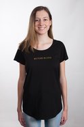 Womens Mali Tee: No Fear in Love, Medium, Black With Gold Metallic Print (Abide T-shirt Apparel Series) Soft Goods