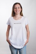 Womens Mali Tee: Walk in Faith, Large, White With Black Print (Abide T-shirt Apparel Series) Soft Goods