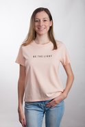 Womens Cube Tee: Be the Light, Xlarge, Pale Pink With Black Metallic Print (Abide T-shirt Apparel Series) Soft Goods