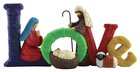 Resin Knitted Finish Holy Family Standing Ornament: Love, Bright Colours Homeware