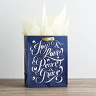 Gift Bag Medium: Joy & Love, Peace & Grace, Navy/White (Incl Two Sheets Tissue Paper & Gift Tag) Stationery
