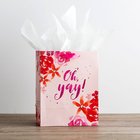 Gift Bag Medium: Oh Yay, Pink Floral (Incl Two Sheets Tissue Paper & Gift Tag) Stationery