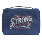 Bible Cover Large: Be Strong and Courageous, Navy Poly-Canvas Bible Cover
