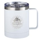 Camp Style Stainless Steel Mug: Strong and Courageous, White (325ml) Homeware