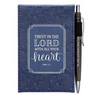 Notepad With Pen: Trust in the Lord Navy (Prov 3:5) Imitation Leather Over Hardback