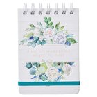 Notepad: My Wandering Heart, White Floral With Teal Elastic Band Spiral