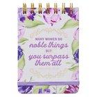 Notepad: Many Women Do Noble Things, Purple Floral With Elastic Band Spiral