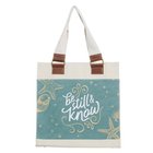 Canvas Tote Bag- Be Still and Know, Blue Sea, Magnetic Closure (Be Still Collection) Soft Goods