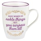 Ceramic Mug: Many Women Do Noble Things, Purple Trim, Gold Foil Accents (355ml) Homeware