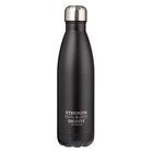 Stainless Steel Water Bottle: Strength and Dignity, Black With Silver Cap Homeware