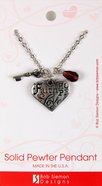 Necklace: Faith, Hope, Love.. Heart With a Key Charm and a Purple Bead (1 Cor 13:13) Jewellery