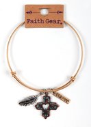Women's Faith Gear Bracelet: Feathers, Cross, Copper Wire Jewellery