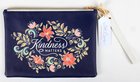Zipper Pouch- Kindness Matters, Navy Floral Faux Leather (Kindness Matters Collection) Imitation Leather