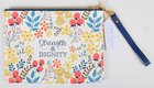 Zipper Pouch: Strength & Dignity, White/Yellow/Red/Blue Floral Imitation Leather