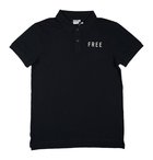 Mens Pique Polo: Free, Medium, Navy With White Print (Abide T-shirt Apparel Series) Soft Goods