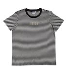 Womens Bowery Stripe Tee: Abide, Xsmall, Black/Natural With Gold Metallic Print (Abide T-shirt Apparel Series) Soft Goods