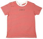 Womens Bowery Stripe Tee: Loved, Large, Red/Natural With Black Metallic Print (Abide T-shirt Apparel Series) Soft Goods