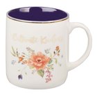 Ceramic Mug Cultivate Kindness, White Floral With Purple Inside (414ml) (Cultivate Kindness Collection) Homeware