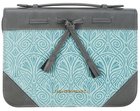 Bible Cover Large: Amazing Grace, Gray and Turquoise Imitation Leather