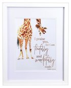 Framed Children's Print Watercolour Giraffe Fearfully & Wonderfully Made Mdf (Psalm 139: 14) Plaque