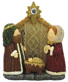 Resin Nativity Holy Family Knitted Finish Look, 1 Piece, Coloured Homeware
