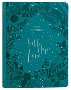 2022 16-Month Diary/Planner: Faith Hope Love Emerald Teal + Silver Foil (Zippered) Imitation Leather