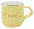 Ceramic Mug: Believe, Mark 11:24, Yellow Homeware