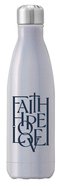 Stainless Steel Water Bottle 500ml: Faith Hope Love, Silver Homeware