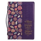 Bible Cover Large: I Know the Plans Purple Floral (Jer. 29:11) Imitation Leather