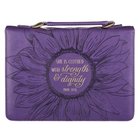 Bible Cover Medium: She is Clothed Purple (Proverbs 31:25) Imitation Leather