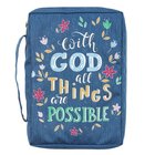 Bible Cover Medium: With God All Things Navy (Matthew 19:26) Fabric