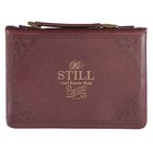 Bible Cover Large: Be Still Red (Psalm 46:10) Imitation Leather